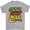 Gildan Pace Amore Musica Chitarra Hippy Fiore Potere Maglietta Uomo 100% Cotone