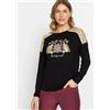 Freemans Top Natalizio Nero Brillante Oh Holy Night UK 14 (XM-2)