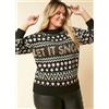 Kaleidoscope Nero Let It Snow Maglione Tinsel UK 12/14 (XM-9)