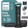 Norelco Philips Norelco Body Groomer 9000 Series, rasoio per uomini e sistema di rasatura intima con pulitore UV Cube e attacco posteriore regolabile, 100% impermeabile, BG9480/50