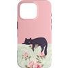 Animal Print Cute And Fun Custodia per iPhone 16 Pro Gatto pigro Floreale Rosa Verde Rose