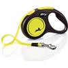 Flexi New Neon retrattile 16' cane guinzaglio nastro, piccolo, nero/neon