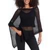 Qtinghua - poncho da donna, trasparente, bolero, leggero, lavorato a maglia, scialle, pullover, maglione, estivo, a rete, coprispalle, Nero , Etichettalia unica