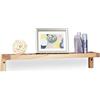 Relaxdays Mensola a Muro in Legno di Noce, Scaffale da Parete Cucina, Bagno Cameretta, HxLxP:10 x 60 x 12,5 cm, Naturale, 1 pz.