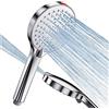 SREWOHS Soffione Doccia Anticalcare Alta Pressione Doccia - SREWOHS Risparmio idrico doccia soffione 5 funzioni getto con potente modalità getto per pulire piastrelle, bagno,Universale+ABS 9l/min Cromato