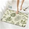 Ginfult Tappetino da bagno in diatomacea con foglie retrò 40 x 60 cm, assorbente, antiscivolo, tappetino da doccia per ingresso
