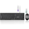 Perixx PERIDUO-117P, Wired Standard PS2 Keyboard and Mouse Combo - Full-Size Layout - Bundle with 3 Button Optical PS2 Mouse - Cavo 5.9Ft - Nero