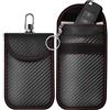 BOODPET Faraday Pouch per chiavi dell'auto - Confezione da 2 pezzi, borsa con blocco del segnale RFID | Custodia antifurto per telecomandi | Stile fibra di carbonio con gancio e anello - Ideale per chiavi di