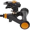 Fiskars Irrigatore a Impulso XL di Metallo con Ruote, Con Distanza, Getto e Rotazione Regolabili, Misura Universale, Portata Ø 26 m, 938 g, Nero/Arancione, 1023656