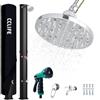 CCLIFE Doccia Solare da Giardino 40 Litri, Doccia fotovoltaica/Solare da Esterno con Rubinetto e soffione a Pioggia, con Guscio di Protezione