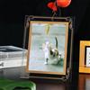 Dsnyu Cornice portafoto in vetro A4, 21 x 30 cm, colore oro, rettangolare, orizzontale/verticale, per tavolo del soggiorno, decorazione