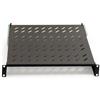 Link LKRIP450LN - Mensola in Acciaio estendibile per Armadio Rack 19 (1U, Nero RAL9005, 48,5x46,5x4,5 cm) - Portata 50 kg - Staffe Posteriori Regolabili per profondità 600-800 mm