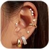 Dochais 7 Paia Orecchini Acciaio Chirurgico Cerchio Set Orecchini Cerchio Anallergici Donna Oro Placcato 14K Piccoli Orecchio Cartilagine Trago Piercing Gioielli Argento Oro
