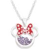 Disney Minnie CF00308SFEBL-Q.PH - Collana in ottone placcato argento con fiocco in smalto rosso, Misura unica, Ottone, Nessuna pietra preziosa