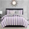 Juicy Couture Cabana Set di biancheria da letto reversibile a righe, misura letto singolo/singolo XL, stampa a righe lavanda/bianco, set da 5 pezzi, include 1 piumone da 167 x 228, 3 cuscini