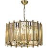 Opviq Elegante Lampadario Vintage in Rame, Altezza 57 cm, Diametro 45 cm | Corpo in Metallo, Cappa in Cristallo, 6 x E14 Max 40W | Perfetto per Arredamento Moderno e Decorazioni per Hotel