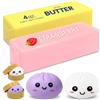 KutaKuta 4 Pezzi Dumpling Squishy + Butter Squishy Set, Giocattolo Sensoriale con Contenitore per Il Vapore, Giocattolo Antistress per Alleviare adatto Bambini, Adulti, Ufficio, Casa