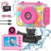 CHAKEYAKE Macchina Fotografica Bambini, 2.0" Fotocamera Digitale Impermeabile, 1080P 180 °Flip Len, Subacquea Macchina Fotografica Giocattolo Videocamera con Scheda SD 32G per Bambini 3-12 anni