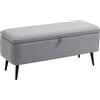 HOMCOM Panca Contenitore Rivestita in Tessuto, Effetto Velluto, Cassapanca con Contenitore Imbottita, per Camera da Letto, Soggiorno e Ingresso, 101x38.5x44.5 cm, Grigio