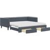 vidaXL Letto da giorno allungabile con cassetti grigio scuro 100x200 cm in velluto