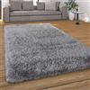 Paco Home Tappeto Salotto Moderno Soggiorno Pelo Lungo Monocolore Peloso Moderno, Dimensione:Ø 200 cm tondo, Colore:Grigio