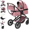 Daliya® FLEXI-PRO M 2 in 1 passeggino combinato e passeggino - Set XXL - Passeggino da viaggio con una sola mano, protezione dalle intemperie, seggiolino sportivo, borsa fasciatoio, tavolo da gioco