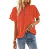 TUUHAW Maglietta Donna Boho Top Estivo Manica Corta Casual Tunica da Donna Camicetta Volant Elegante T-Shirt Scollo a V Allentate Abbigliamento Bluse Curvy Moda Maglie Sexy Affari Blusa Vino Rosso S