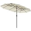 SONGMICS Ombrellone Doppio da Giardino, Parasole di 394 x 200 cm, Extra Grande, UPF50+, con Manovella, per Mercato Esterno Terrazzo, Base Non Inclusa, Beige GPU037L01