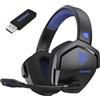 NUBWO G06 - Cuffie da gioco con microfono per PS5, PS4, PC, mobile: 2,4 GHz wireless + Bluetooth, batteria da 100 ore, driver da 50 mm, blu