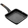 BRA Efficient | Bistecchiera asador con righe, alluminio fuso con antiaderente, Adatto a tutti i tipi di piani cottura, induzione inclusa, senza PFOA, nero, 22 x 22 cm