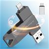 Patianco Chiavetta USB per iPhone 512GB,Patianco [MFi Certified] Pendrive USB 3.0 Drive per Lightning, Memoria Esterna Photo Stick 3 in 1 Penna USB C di Backup per iPhone/iPad/Android/Mac/PC(512GB,Nero)