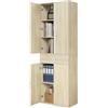 eSituro Armadio per Ufficio, Armadio per Archiviazione, 3 Ripiani Regolabili, 1 Cassetto, Legno Ingegnerizzato, 60x34x180 cm, Rovere Chiaro