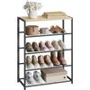 WOLTU Porta Scarpe, Scarpiera con 4 Livelli a Griglia e Struttura in Metallo per Ingresso, Corridoio, Soggiorno, 63x30x83cm, Rovere Chiaro+Nero