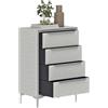 HOMCOM Cassettiera 4 Cassetti in Tessuto Effetto Lino, Cassettiera Camera da Letto Elegante e Moderna con Struttura in Acciaio per Ingresso e Soggiorno, 60x36x88 cm, Grigio