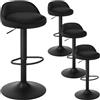 EUGAD Sgabelli da Cucina in Velluto con Poggiapiedi Sgabelli da Bar Moderni per Bancone Penisola Sedie Alte Girevoli Altezza Seduta Regolabile 62-84cm, Nero 4 Pezzi 0824BY-4