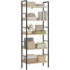 WOLTU Libreria Scaffale a 5 Livelli, Libreria Verticale Struttura in Metallo per Soggiorno/Camera da Letto/Studio, 60x27,5x160cm, Bianco + Rovere chiaro