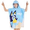 Bluey Accappatoio Poncho Bambini - Poncho Mare Bambina con Cappuccio - Accappatoio Bambina in Spugna Taglia Unica Spiaggia Piscina (Bluey/Bingo)