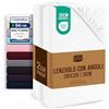 Utopia Bedding Set di 2 Lenzuolo con Angoli Una Piazza e Mezza Francese - 200x220cm - Bianco - Microfibra Spazzolata - Lenzuolo Sotto con Angoli Elasticizzato