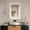 Ratsamee 40x60cm Specchio Bagno con Luce, 3 Colori Dimmerabili, Antiappannamento, Memoria, Touch Control, Montaggio a Parete - Specchio Trucco con Illuminazione