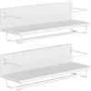 HOOBRO Scaffale Porta Vino a Parete, Confezione da 2 Pezzi, Portabottiglie, Mensola Sospesa a Parete, Portabottiglie, per Soggiorno, Sala da Pranzo, Cucina, Bianco EWW28BJ01