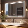 Ratsamee 70x100cm Specchio Bagno con Luce, 3 Colori Dimmerabili, Antiappannamento, Memoria, Touch Control, Montaggio a Parete - Specchio Trucco con Illuminazione