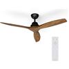 KLARSTEIN Santa Elena Ventilatore da Soffitto 52 - Telecomando, 6 velocità, Silenzioso 45 Db, modalità Estate/Inverno, 3 Pale in Legno, Timer 8h, 132cm, Noce
