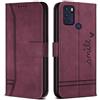 Bravoday Cover per Moto G60S, Flip Custodia in Pelle PU Portafoglio Custodia per Moto G60S, con Slot per Schede, Vino Rosso