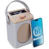 MAJORITY Little Shelford Radio Portatile DAB+ FM | Radio Bluetooth | Radiolina Alimentazione a Batteria e Tramite rete Elettrica | Doppio Allarme DAB da Casa | Radiolina Tavolo con 40 preset (Grigio)