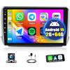 GOHHDL Android 15, 2G+64G GOHHDL Autoradio 2 Din per Peugeot 208/2008 2012-2018 Carplay Android Auto, Touch Schermo da 10,1 pollici con GPS WiFi EQ Bluetooth FM/RDS SWC + Telecamera posteriore + Microfono