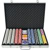 Set Gioco Poker 1000 Chips Fiches Laser Valigetta Alluminio Gioco Carte