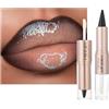 Beliky Girl Matita labbra e rossetto 2 in 1 a doppia punta, rossetto liquido idratante volumizzante glitter luccicanti, matita labbra Velvet a lunga tenuta e altamente pigmentata, trucco labbra versatile (#01)