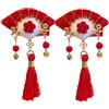Genérico Accessori per capelli di Capodanno cinese,Pinze per capelli cinesi di Capodanno | Fiocchi pelosi rossi con nappe Clip per capelli cinese - Clip per capelli cinese, accessori per capelli d