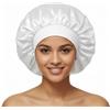 AILONSHAWN Cuffia in seta bianca per donne e uomini, con capelli ricci, grande, in