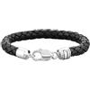 Kuzzoi 235041 - Bracciale da uomo in pelle nera con chiusura in argento massiccio sterling 925